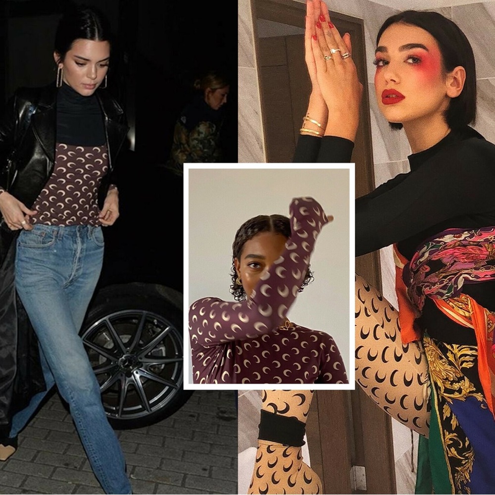MARINE SERRE β’ Moon Print Turtleneck Second Skin Top - Picture 9 of 16